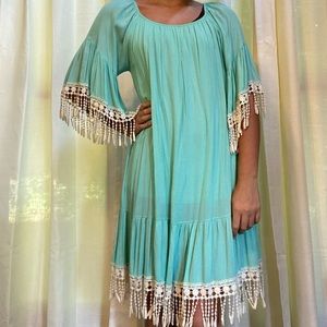 “J&M” turquoise southern style dress. Size small.